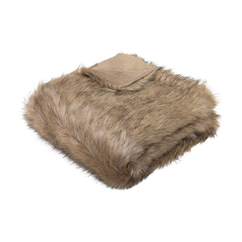 J.Elliot Home Grizzly Brown Faux Fur Throw Throws & Afghans