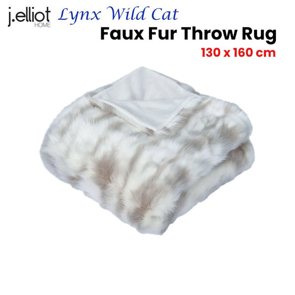 J Elliot Lynx Wild Cat Faux Fur Throw Rug 130 X 160Cm Throws & Afghans