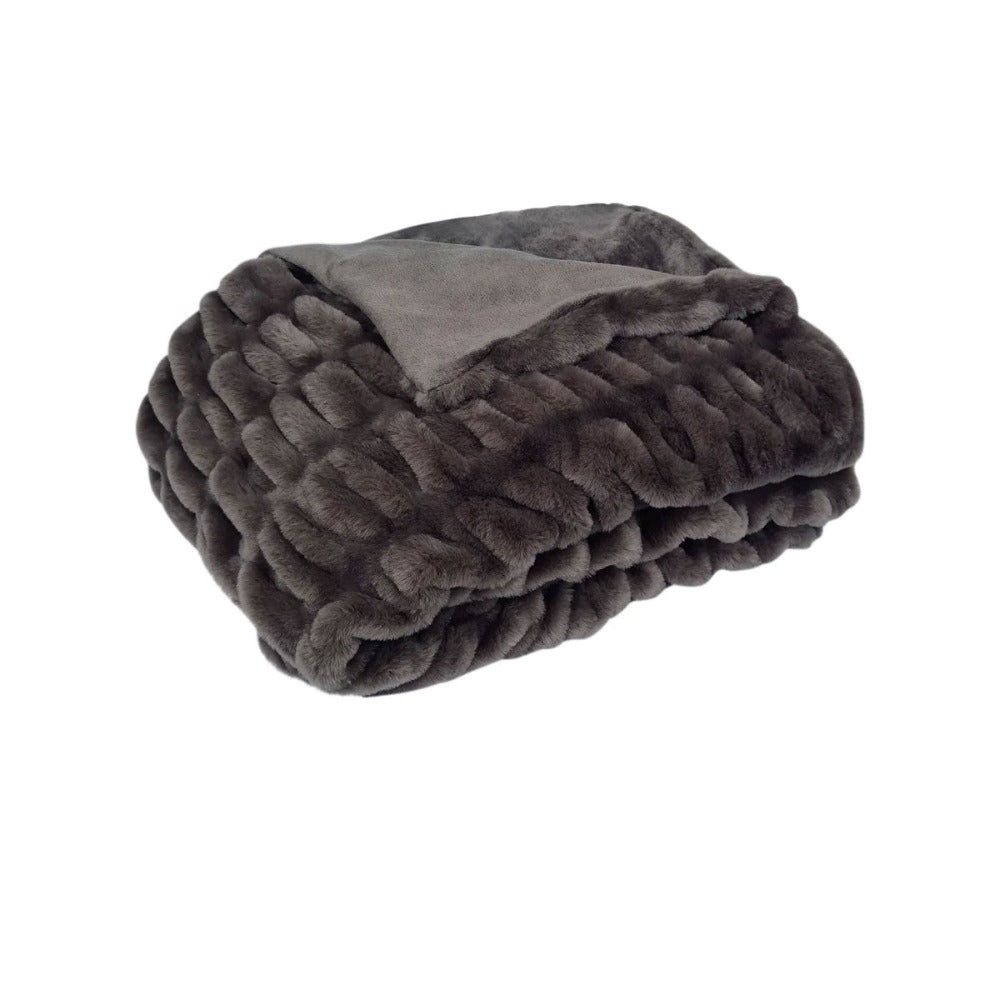 J Elliot Skyler Chocolate Faux Fur Throw Rug 130 X 160Cm Throws & Afghans