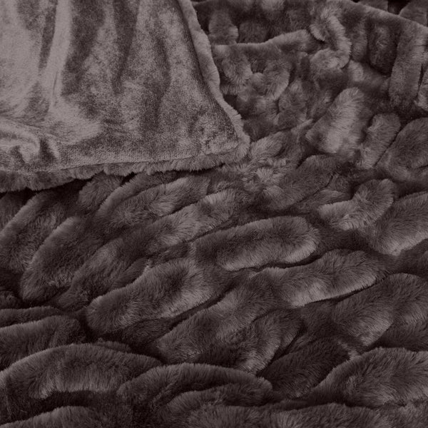 J Elliot Skyler Chocolate Faux Fur Throw Rug 130 X 160Cm Throws & Afghans