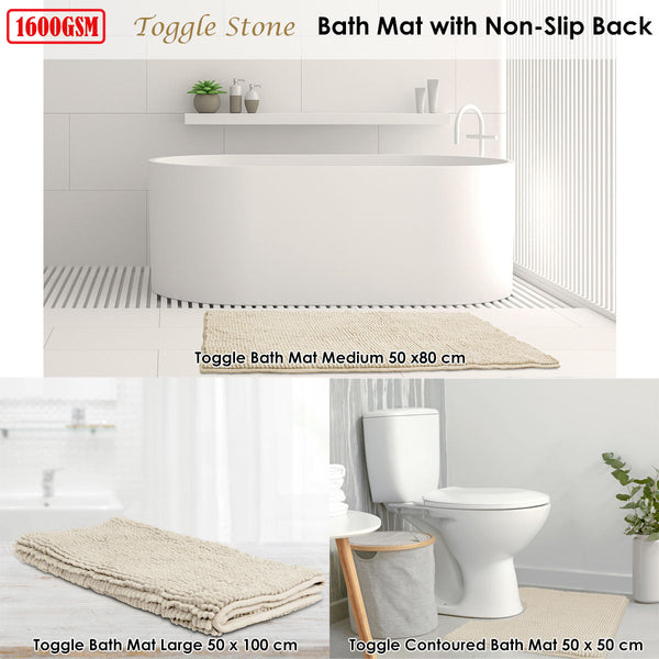 Toggle Microfiber Bath Mat Contourned Stone Bath Mats Rugs & Toilet Covers