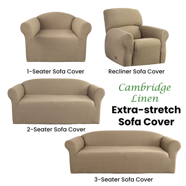 Elan Cambridge Extra Stretch Couch Cover Linen One Seater Recliner Slipcovers