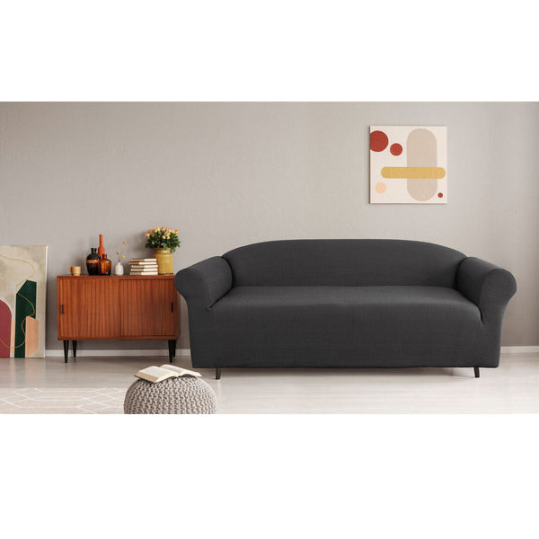 Elan Cambridge Extra Stretch Couch Cover Steel Three Seater Slipcovers
