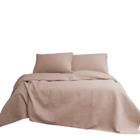 Ardor Chloe Powder Pink 3 Pcs Quilted Coverlet Set Queen/King Quilt Covers