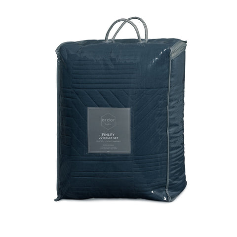 Ardor Finley Navy 3 Pcs Quilted Coverlet Set Queen/King Quilt Covers