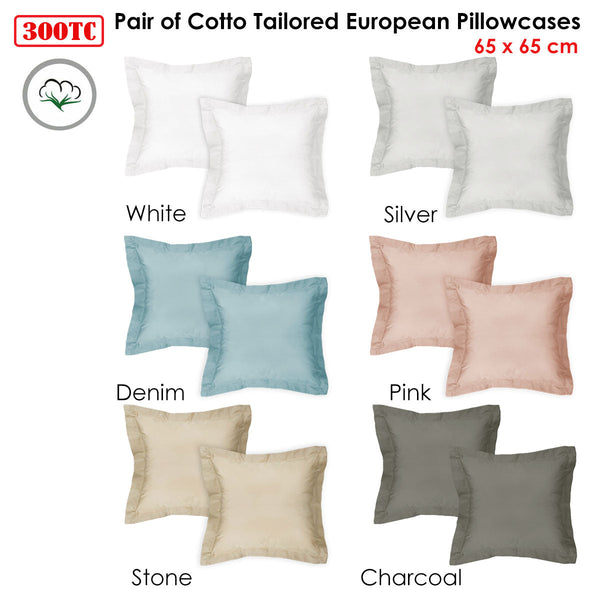 Algodon Pair Of 300Tc Cotton European Pillowcases Charcoal