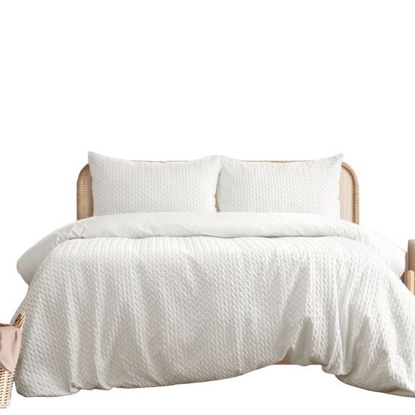 Ardor Embossed Quilt Cover Set Bondi White Quilt Covers