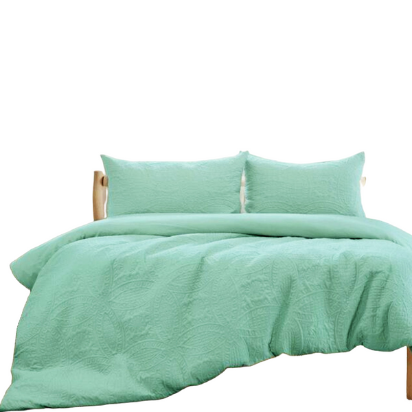 Ardor Chateau Aqua Green Embossed Quilt Cover Set Queen Quilt Covers