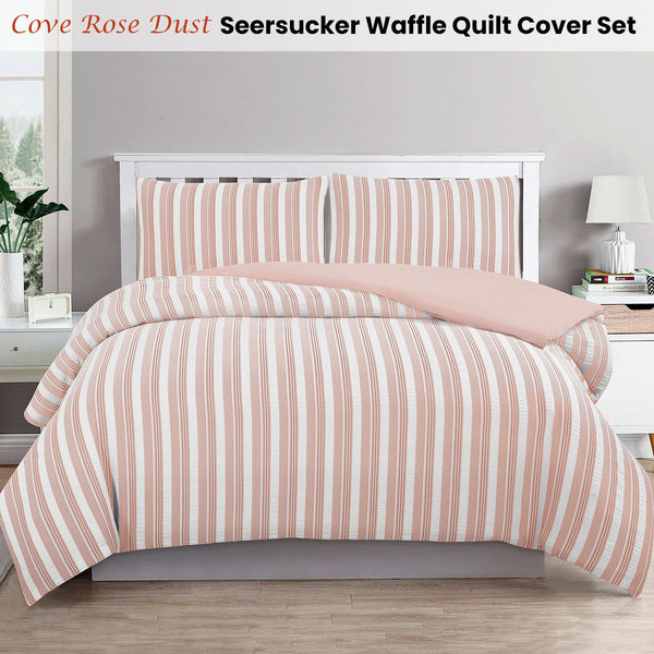 Single Ardor Cove Rose Dust (Similar To Peach Color) Seersucker Waffle Quilt Cover Set Quilt Covers