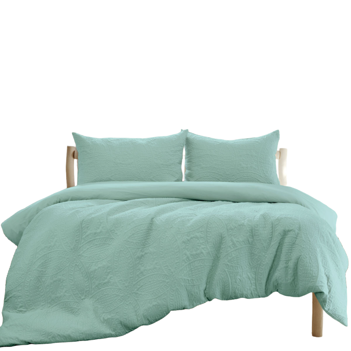 Ardor Eddison Bluestone Light Quilted Embossed Cover Set Queen Quilt Covers