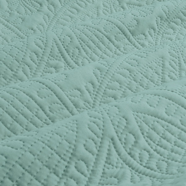 Ardor Eddison Bluestone Light Quilted Embossed Cover Set Queen Quilt Covers