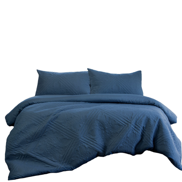 Ardor Eddison Cornflower Light Quilted Embossed Cover Set Quilt Covers