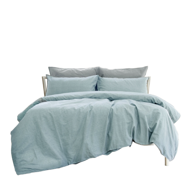 Ardor Embre Chambray Linen Look 100% Cotton Quilt Cover Set Quilt Covers