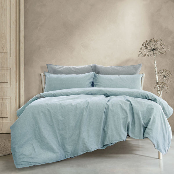 Ardor Embre Chambray Linen Look 100% Cotton Quilt Cover Set Quilt Covers