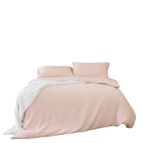 Ardor Ingrid Blush Seersucker Stripe Quilt Cover Set Quilt Covers