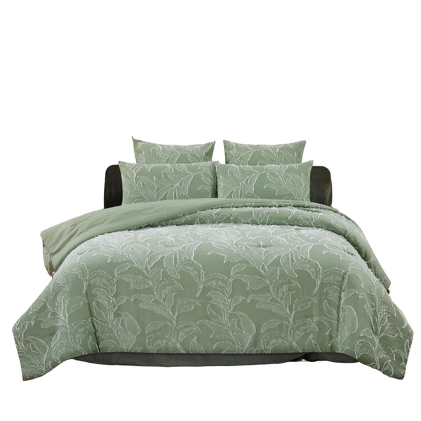 Ardor Kiah Pale Olive Textured Clipped Quilt Cover Set Queen Quilt Covers