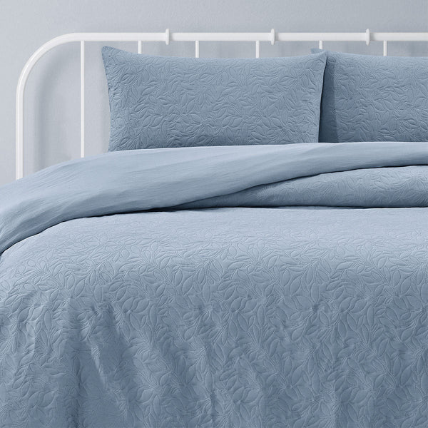 Ardor Lottie Bluebell Pinsonic Embossed Quilt Cover Set Quilt Covers