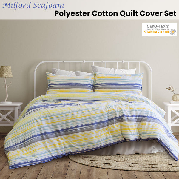 Ardor Milford Seafoam Polyester Cotton Quilt Cover Set Quilt Covers
