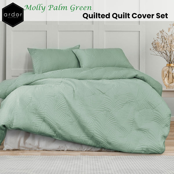 Ardor Molly Palm Green Quilted Cover Set Quilt Covers