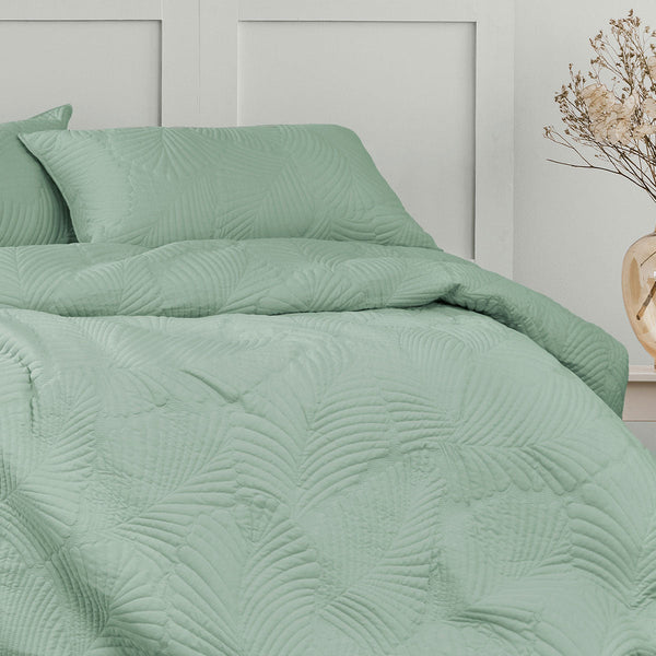 Ardor Molly Palm Green Quilted Cover Set Quilt Covers