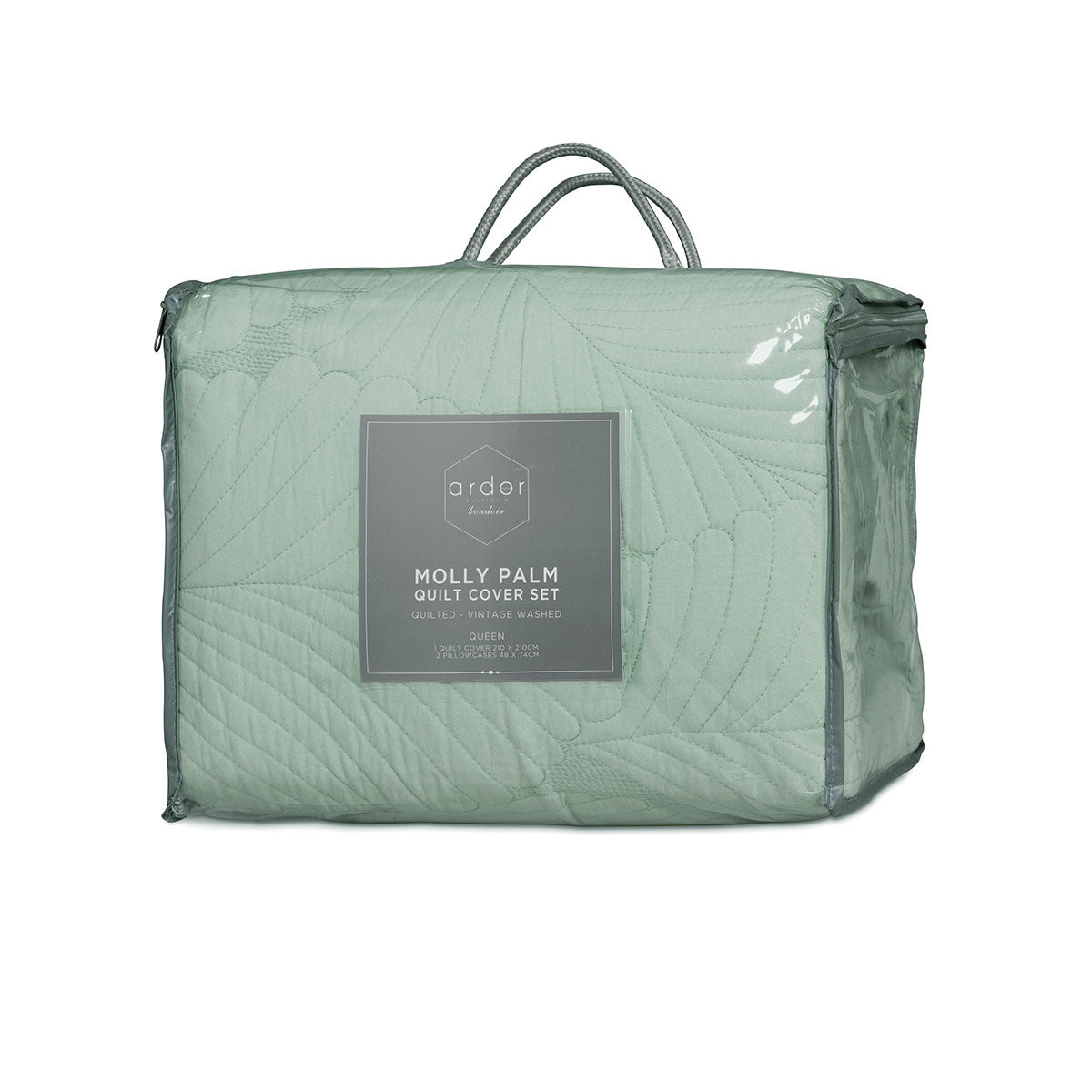 Ardor Molly Palm Green Quilted Cover Set Quilt Covers