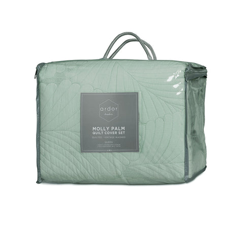 Ardor Molly Palm Green Quilted Cover Set Quilt Covers