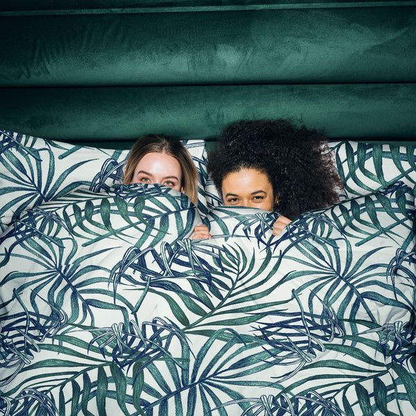 Ardor Palms Blue Polyester Cotton Quilt Cover Set Quilt Covers