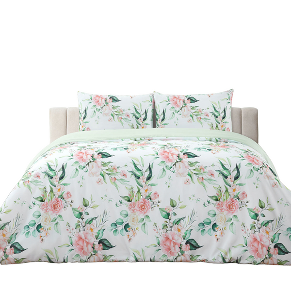Ardor Rose Whisper Soft Sage Printed Floral Quilt Cover Set Quilt Covers
