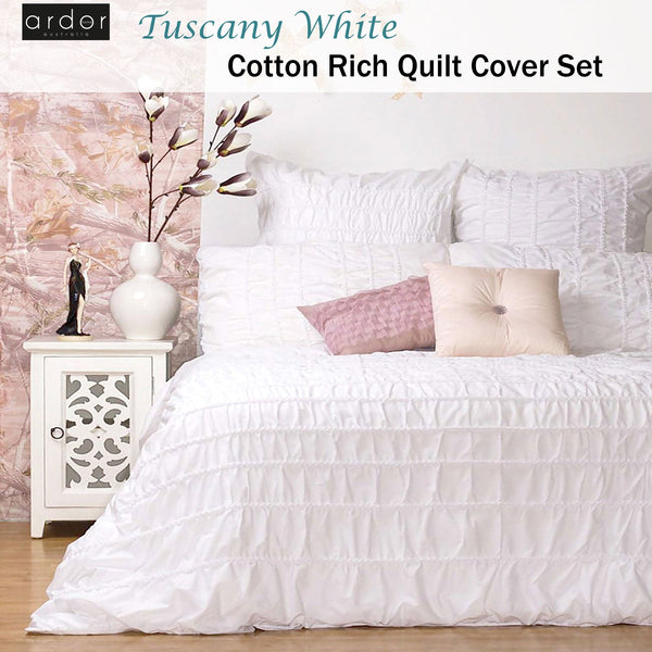 Ardor Tuscany White Quilt Cover Set Queen Quilt Covers