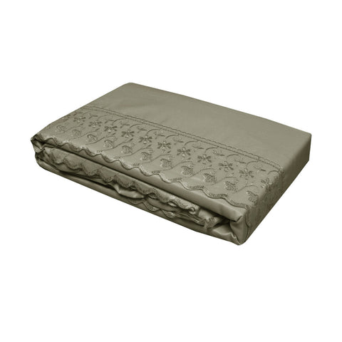 Essentially Home Living Machine Lace Embroidered Sheet Set Single Mocha Sheets