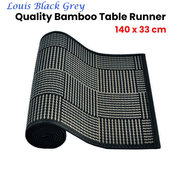 Table Runners Assorted Brands Louis Bamboo Table Runner Black Grey 140 X 33Cm
