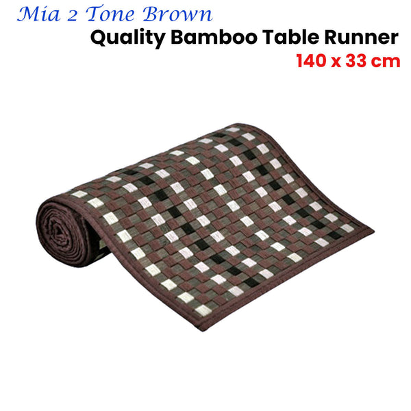 Mia 2 Tone Brown Bamboo Table Runner 140 X 33Cm Table Runners