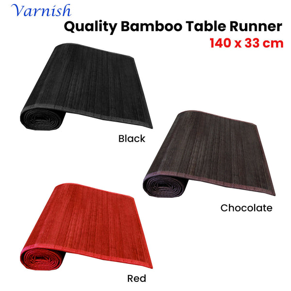 Varnish Bamboo Table Runner 140 X 33Cm Red Table Runners