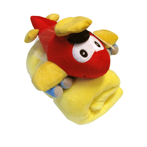 Little One Red Blanket With Toy Aeroplane Blankets & Throws