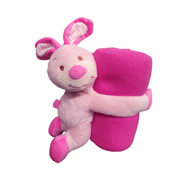 Baby Pink Blanket With Toy Bunny Blankets & Throws