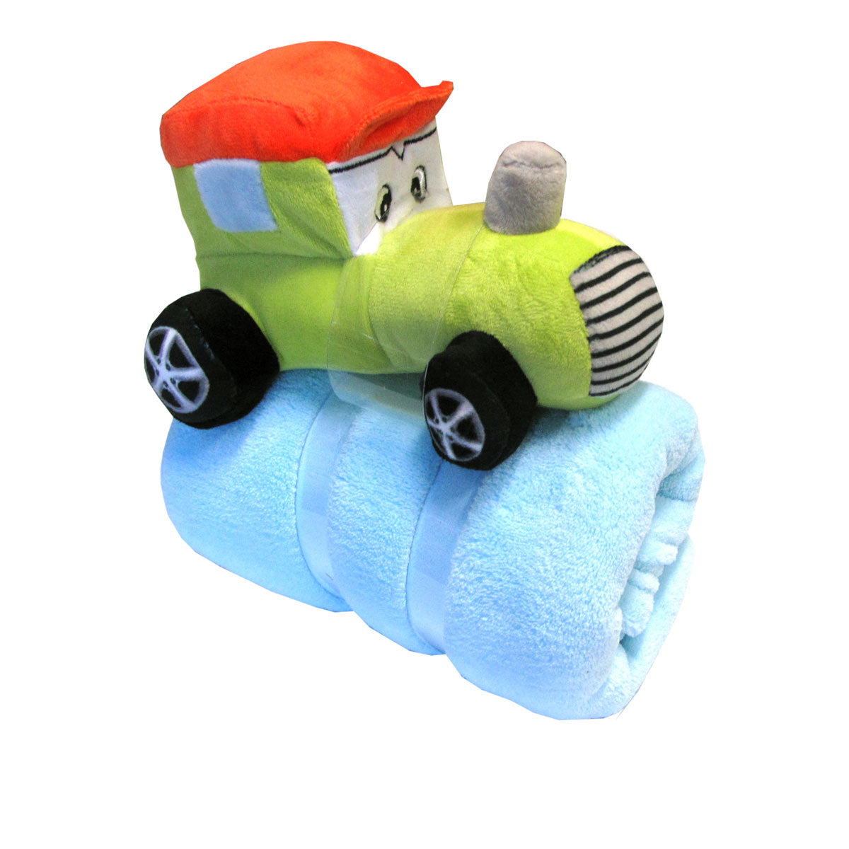 Baby Blue Blanket With Toy Tractor Blankets & Throws
