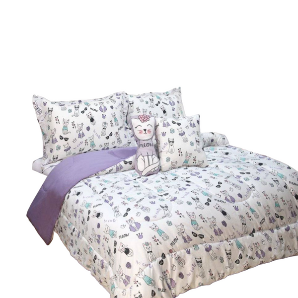 Ramesses 5 Piece Kids Comforter Set Cat Double Double Bed Comforters