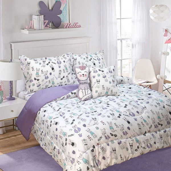 Ramesses 5 Piece Kids Comforter Set Cat Double Double Bed Comforters