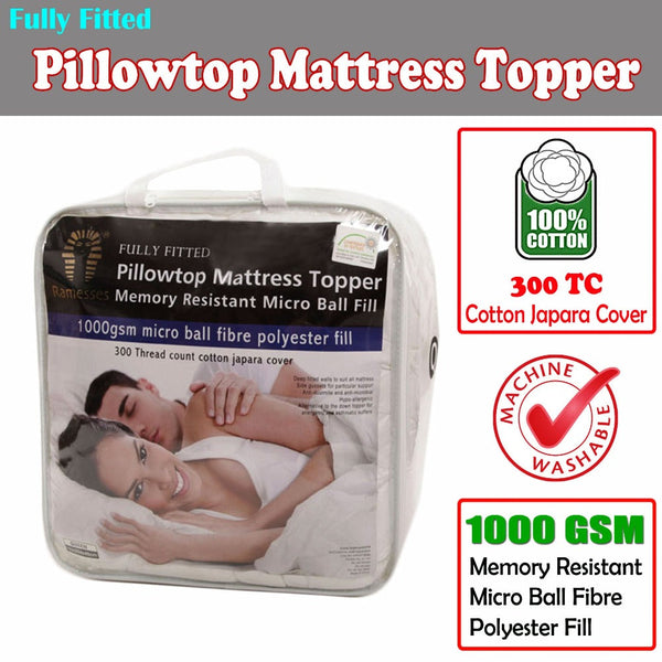 Ramesses Fully Fitted Pillowtop Mattress Topper Double Mattress Toppers & Protectors
