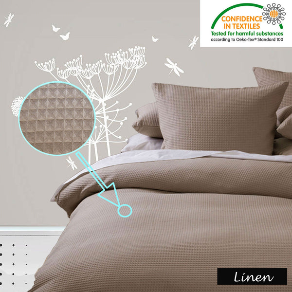 Waffle Quilt Cover Set Linen Single Quilt Covers