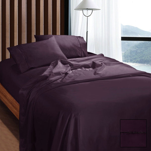 Ramesses 1100Tc Egyptian Cotton Sateen Sheet Set Eggplant Sheets