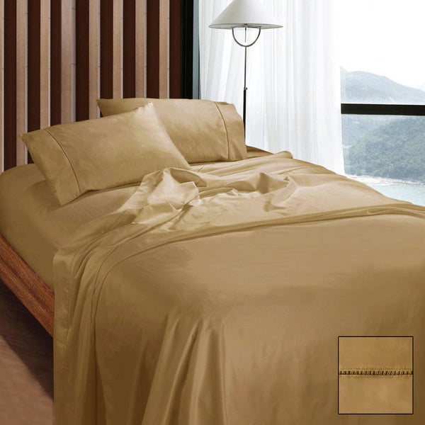Ramesses 1100Tc Egyptian Cotton Sateen Sheet Set Latte Sheets