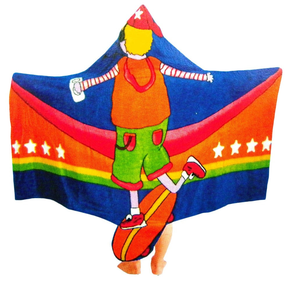 Kids Cotton Velour Beach Cape Skater Boy Towels & Washcloths
