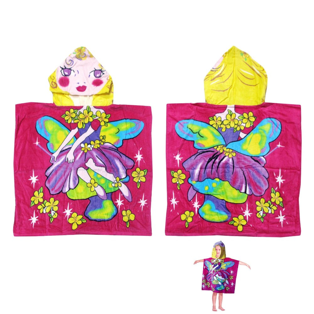 Cute Kids Cotton Hooded Towel Poncho 60 X 120 Cm Fairy Towels & Washcloths