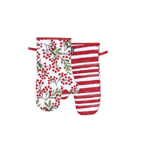 Ladelle Berry Christmas Set Of 2 Oven Mitts 18 X 33 Cm