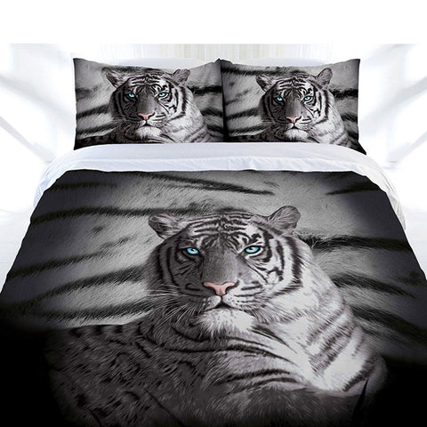 Just Home Blue Eyes Stripes Tiger Quilt Cover Set Queen Quilt Covers