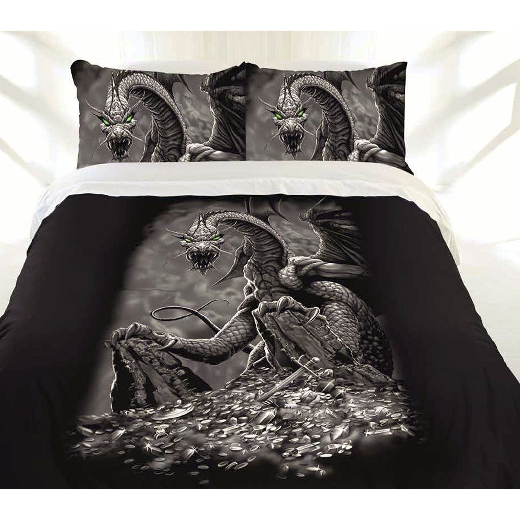 Just Home Green Eyed Dragon Quilt Cover Set Single