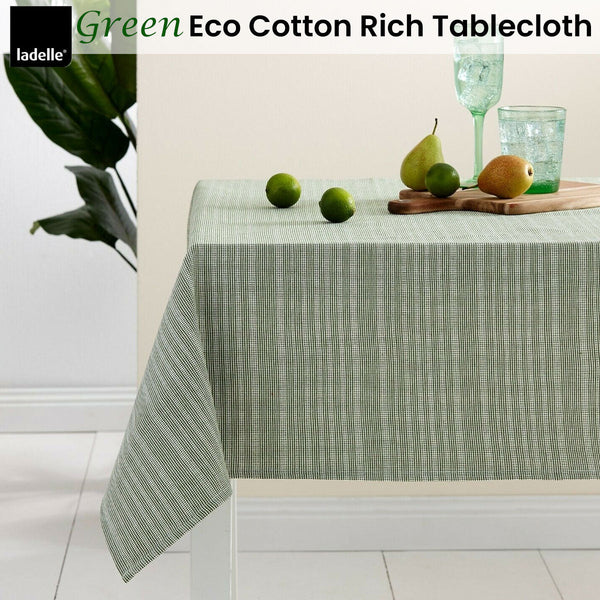 Ladelle Green Eco Cotton Rich Tablecloth 150 X 300 Cm Table Cloths