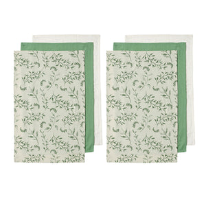 Ladelle Grown Ivy Set Of 6 Cotton Kitchen Towels Green