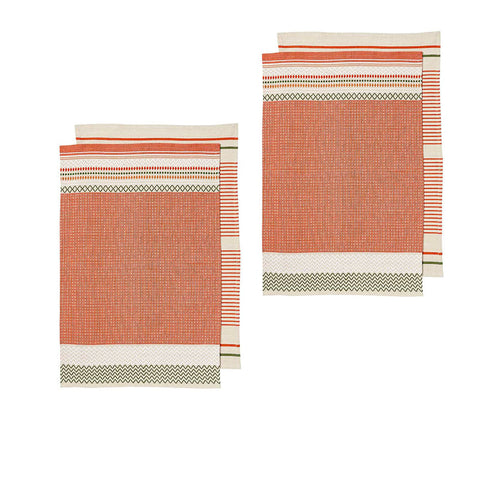 Ladelle Intrinsic Set Of 4 Cotton Kitchen Towels Bold Rust